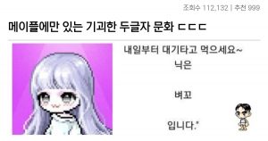 정상인 화들짝.. 메이플에만 있는 해괴한 문화