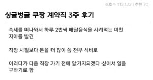 싱글벙글 쿠팡 계약직 3주 뛴 쿠순이의 참사